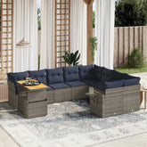 10 Piece Patio Sofa Set with Cushions Gray Poly Rattan