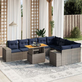 10 Piece Patio Sofa Set with Cushions Gray Poly Rattan