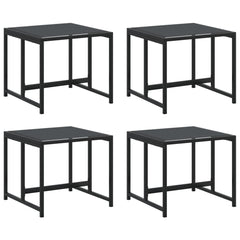 Garden Stool Set of 4 Black Textilene fabric, Powder-Coated Steel