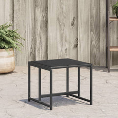 Garden Stool Set of 4 Black Textilene fabric, Powder-Coated Steel