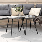 Garden Coffee Table Set of 2 Black Powder-coated steel Small