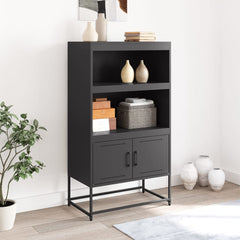 Highboard Black Steel 27.0x15.2x48.6 in Highboard Rectangular