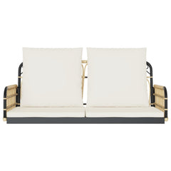 Swing Bench Brown, Black, Cream White PE rattan, Powder-coated steel