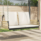 Swing Bench Brown, Black, Cream White PE rattan, Powder-coated steel