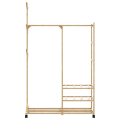 Clothes Rack Natural Bamboo Bamboo 39.4 x 15.0 x 69.1 in Rollable