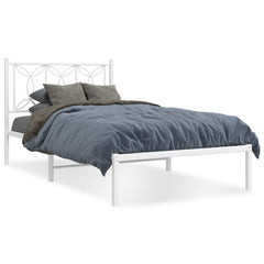 Bed Frame White Steel 39.4 x 78.7 in Modern Single Bed