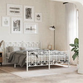 Bed Frame White Steel King Size Bed Frame Rectangular Modern