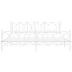 Bed Frame White Steel 76 x 80 in Bed Frame Rectangular Modern