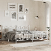 Bed Frame White Steel 76 x 80 in Bed Frame Rectangular Modern