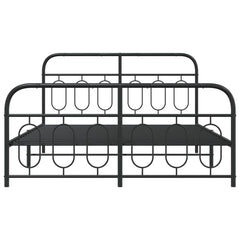 Bed Frame Black Steel Full Bed Frame Rectangular Modern