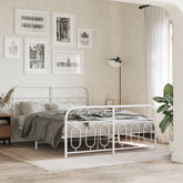 Bed Frame White Steel King Size Bed Frame Rectangular Modern