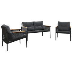 Balcony Furniture Set Black Powder-coated steel