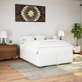 Bed Frame White Faux leather Queen Durable Bed Frame
