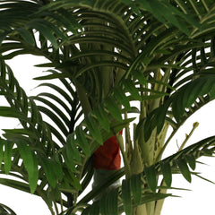 A 70.9-inch artificial palm tree with three green trunks and lifelike PP leaves.