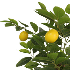 Artificial lemon tree with 3 green trunks, 70.9 inches tall, featuring lifelike leaves and lemons.