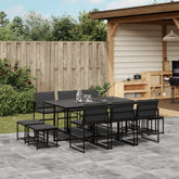 Garden Dining Set Black, Dark Grey