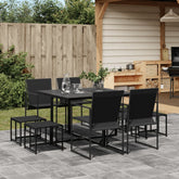 Garden Dining Set Black Powder-coated steel Large Foldable
