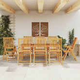 Garden Dining Set Natural Wood Solid Acacia Wood 8-Seater