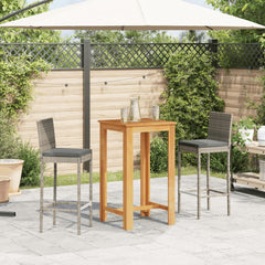 Garden Bar Set Grey Solid Acacia wood, PE rattan, Steel Standard