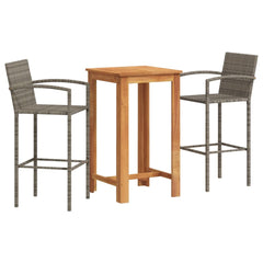Garden Bar Set Grey Solid Acacia Wood Small Footrest