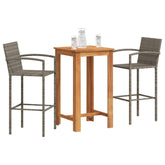 Garden Bar Set Grey Solid Acacia Wood Small Footrest