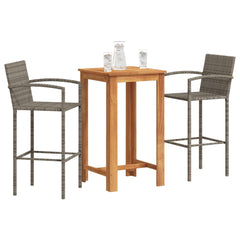Garden Bar Set Grey Solid Acacia Wood Small Footrest