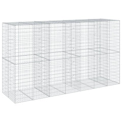 Large galvanized iron gabion basket measuring 137.8x39.4x78.7 inches with wire mesh panels.