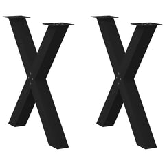 Dining Table Leg Set of 2 Black Powder-coated Steel Medium