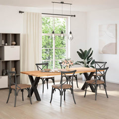 Dining Table Leg Set of 2 Black Powder-coated Steel Medium