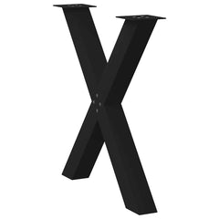 Dining Table Leg Set of 2 Black Powder-coated Steel Medium
