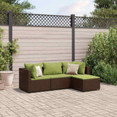 Patio Lounge Set Set of 4 Brown PE rattan Medium Modular