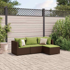 Patio Lounge Set Set of 4 Brown PE rattan Medium Modular