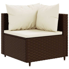 Patio Lounge Set Brown PE rattan 7 Piece Set Adjustable Feet