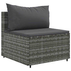 Patio Lounge Set Grey PE Rattan, Powder-Coated Steel, Tempered Glass