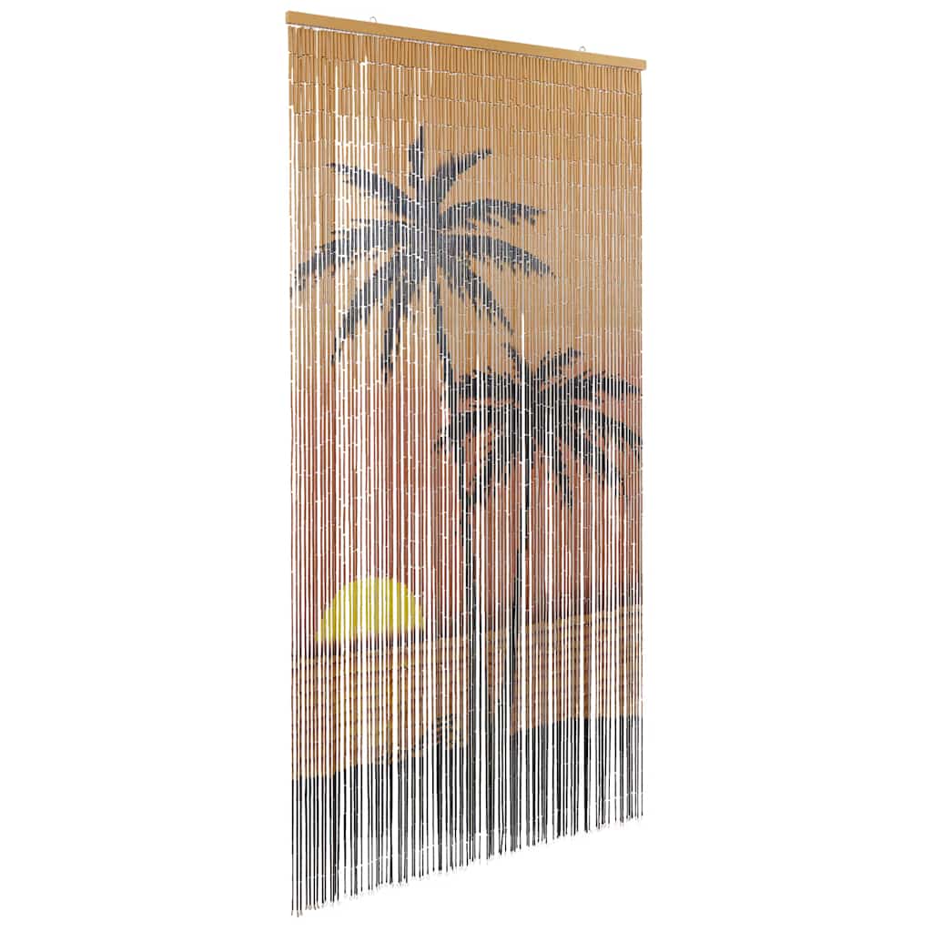 Bostome bamboo palm tree print insect door curtain with fine strands for easy access.