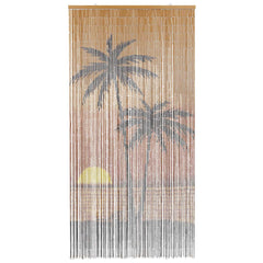 Bostome bamboo palm tree print insect door curtain with fine strands for easy access.