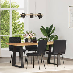 Dining Chair Set of 4 Black Faux leather, plywood, metal Medium