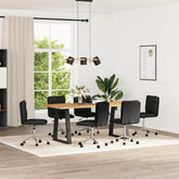 Dining Chair Set of 6 Black Faux leather, plywood, metal Standard