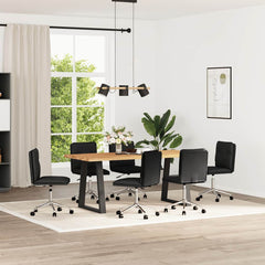 Dining Chair Set of 6 Black Faux leather, plywood, metal Standard