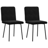 Dining Chair Set of 2 Black Velvet (100% polyester), plywood, metal