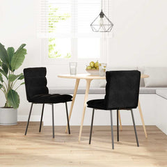 Dining Chair Set of 2 Black Velvet (100% polyester), plywood, metal