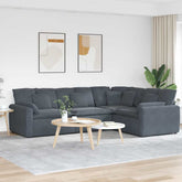 Modular Sofa Dark Grey Velvet (100% Polyester), Foam, Metal