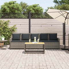 Garden Sofa Grey Poly Rattan 5-seater Removable Covers
