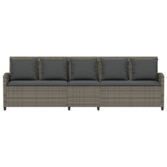 Garden Sofa Grey Poly Rattan 5-seater Removable Covers