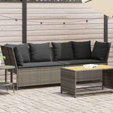 Garden Sofa Grey PE rattan, powder-coated steel, polyester