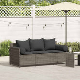 Garden Sofa Grey PE rattan 3-Seater Removable Covers