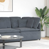 Modular Sofa Dark grey Velvet (100% polyester), Metal, Foam