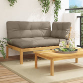 Patio Sofa Taupe Solid acacia wood with fabric cushions Large