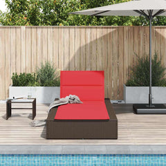 Patio Sunbed Brown Poly Rattan Single Durable