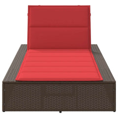 Patio Sunbed Brown Poly Rattan Single Durable